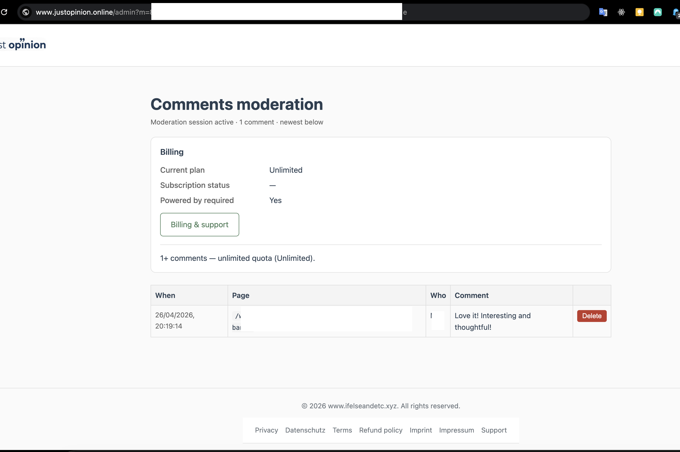 Moderation dashboard